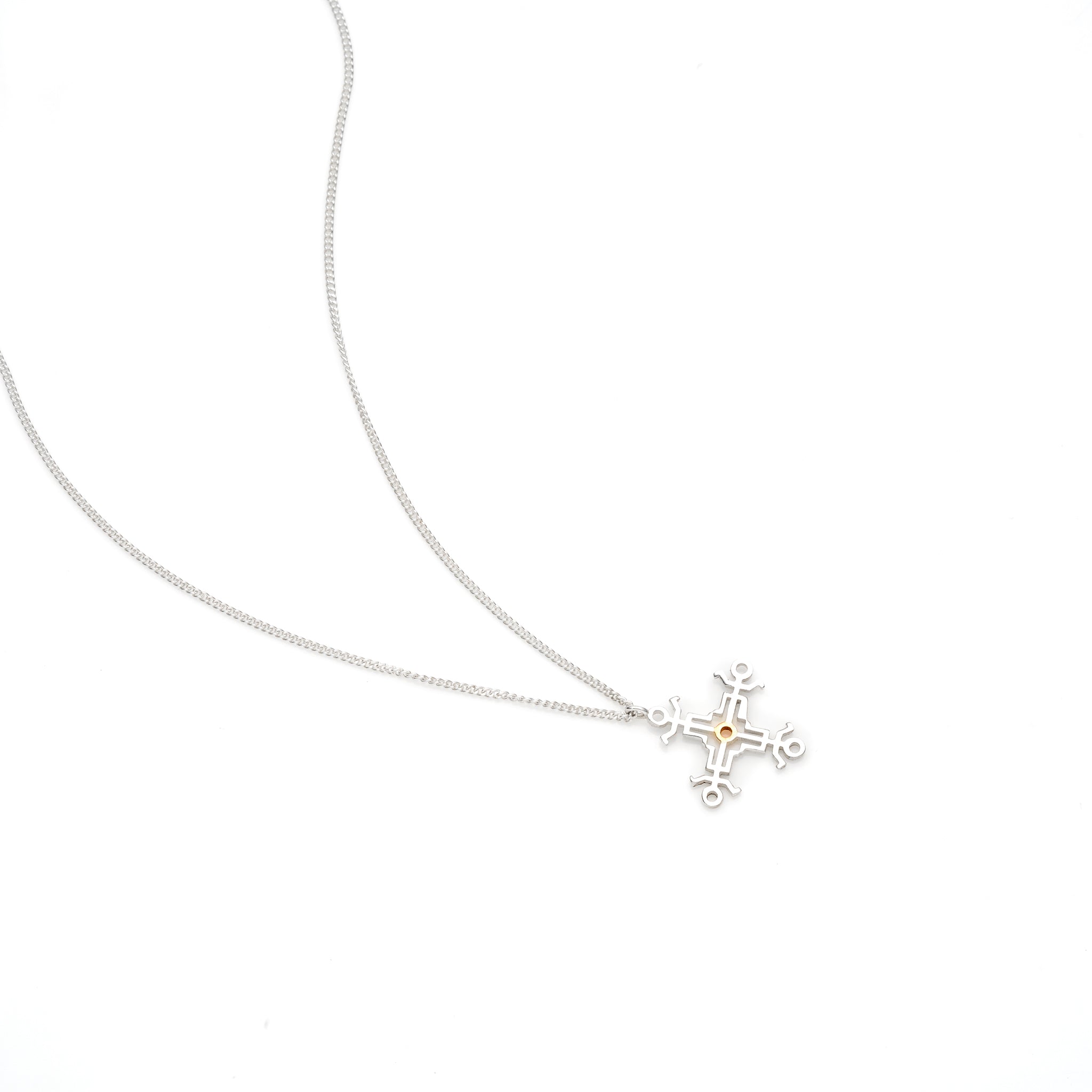 Hangman Square Necklace | 925 Sterling Silver & Gold Plate