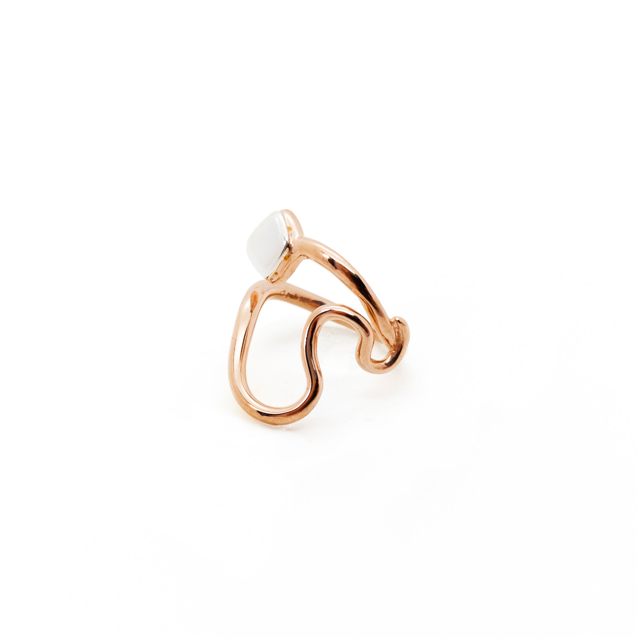 Abstract Snake Ring | 925 Sterling Silver Rose Gold Plate