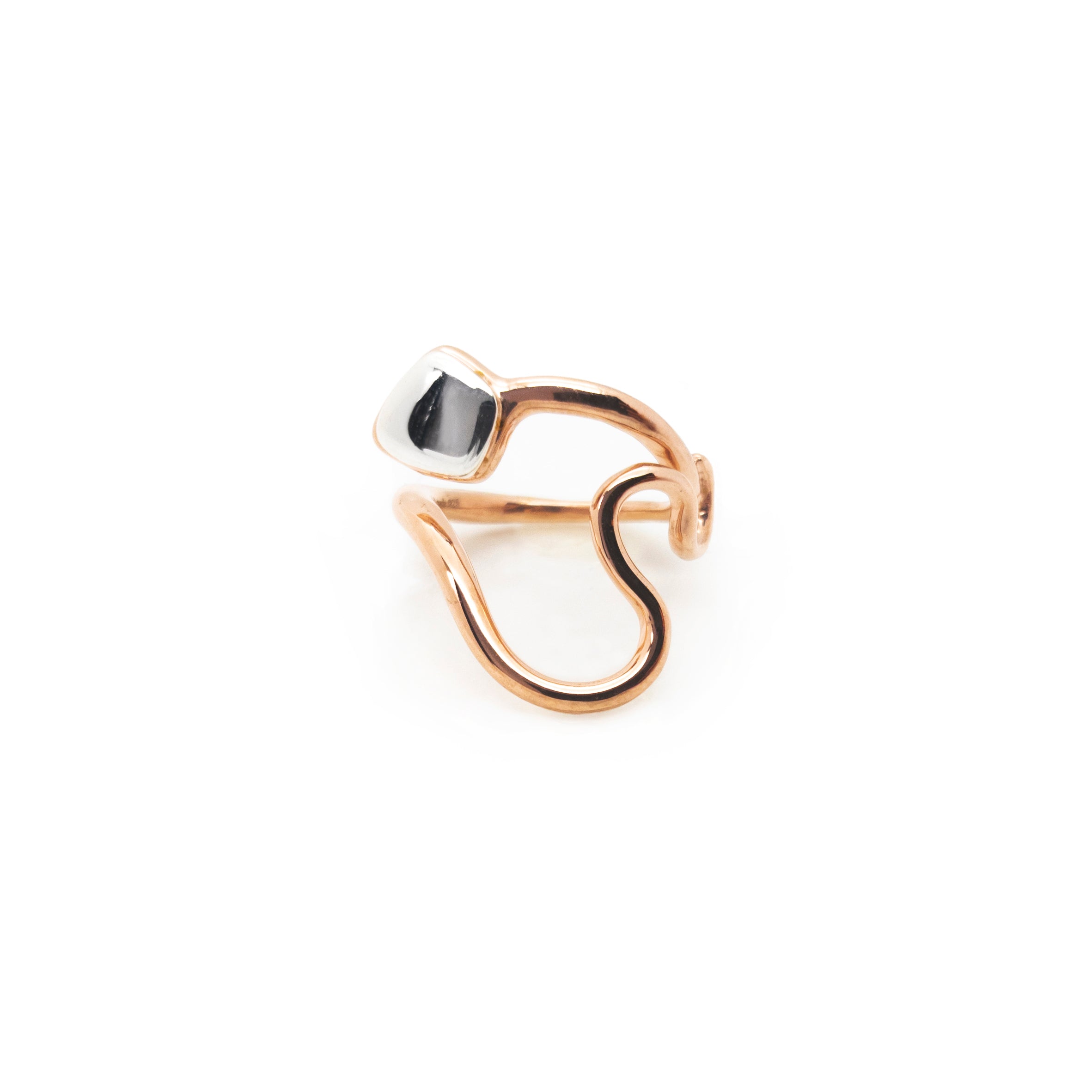 Abstract Snake Ring | 925 Sterling Silver Rose Gold Plate