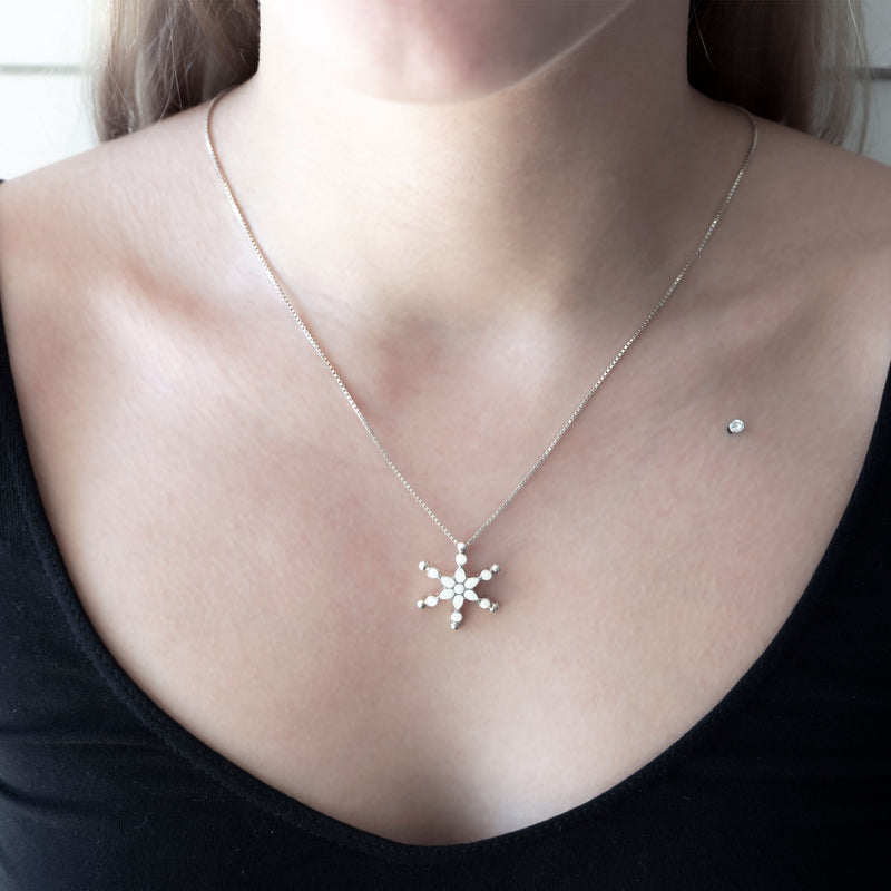 Frost Pendant | White Enamel with Sterling Silver