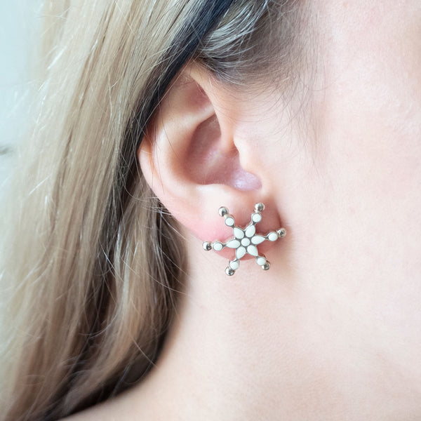 Frost Stud | Rose Gold Enamel with Sterling Silver