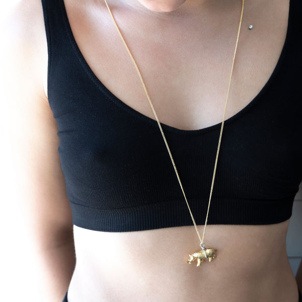 Rhino Necklace | Gold Plate