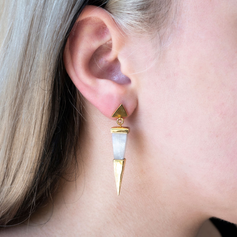 Shard Earrings | Gold Plate and Moonstone