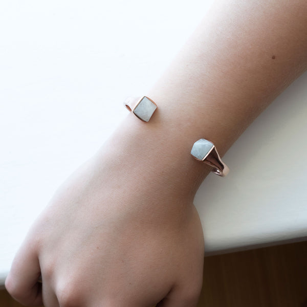 Twin Spirit Cuff | White Calcite and Sterling Silver