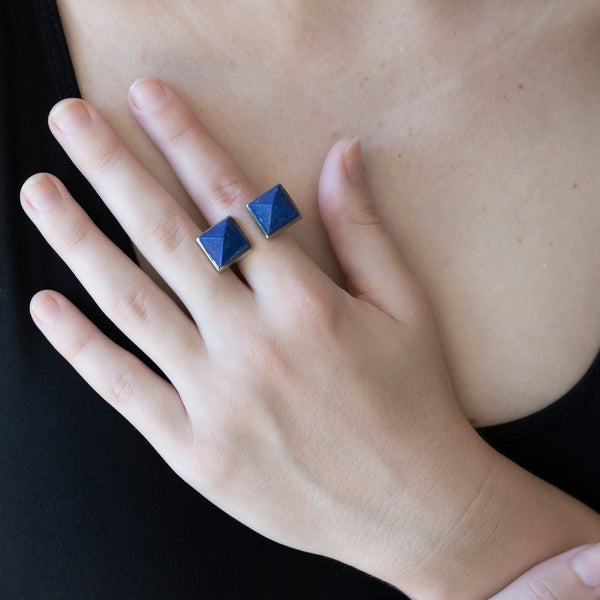 Twin Spirit Ring | White Calcite with Gold Plate