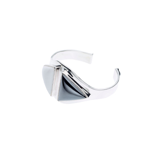 Majaji Cuff | Hematite, White Agate and 925 Sterling Silver