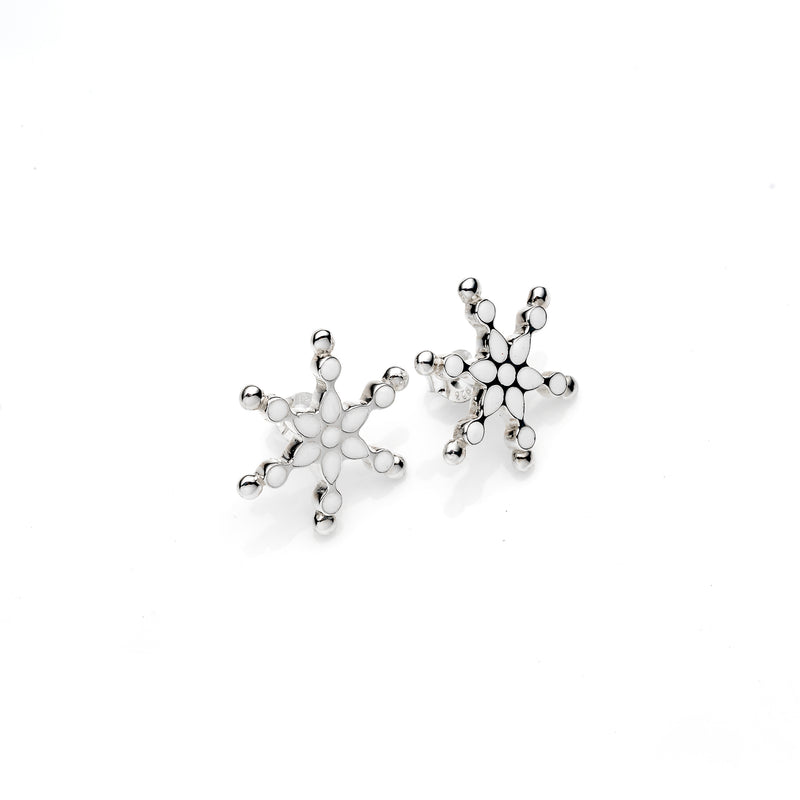 Frost Stud | White Enamel with Sterling Silver