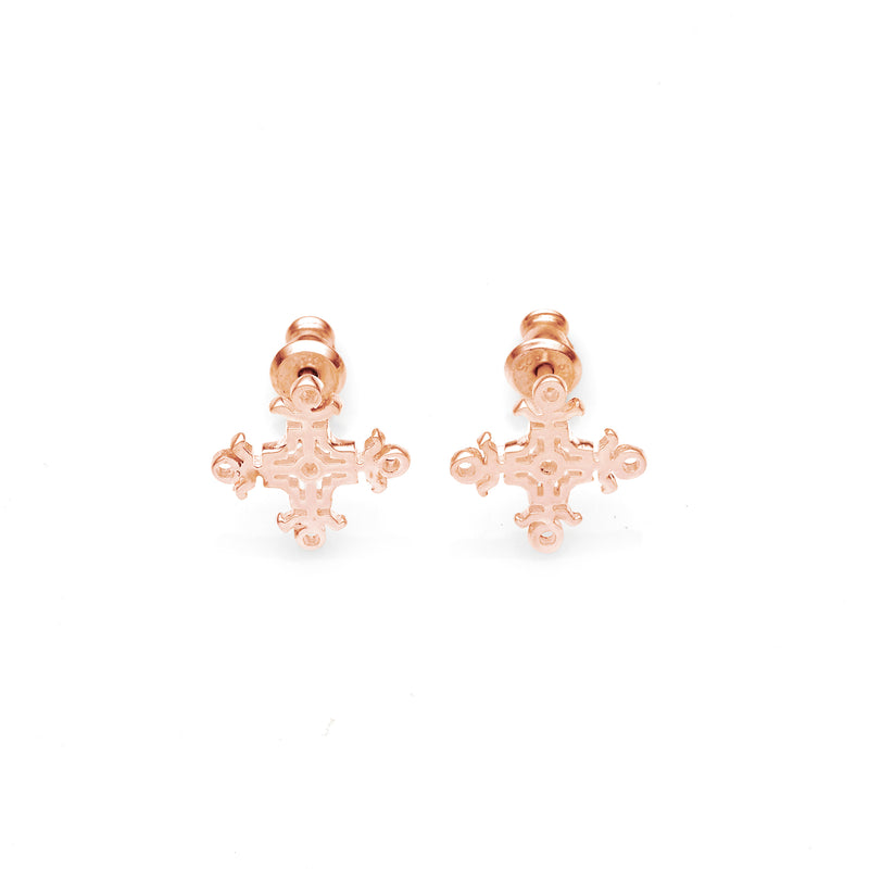 Hangman Square Studs | 925 Sterling Silver with Rose Gold Plate