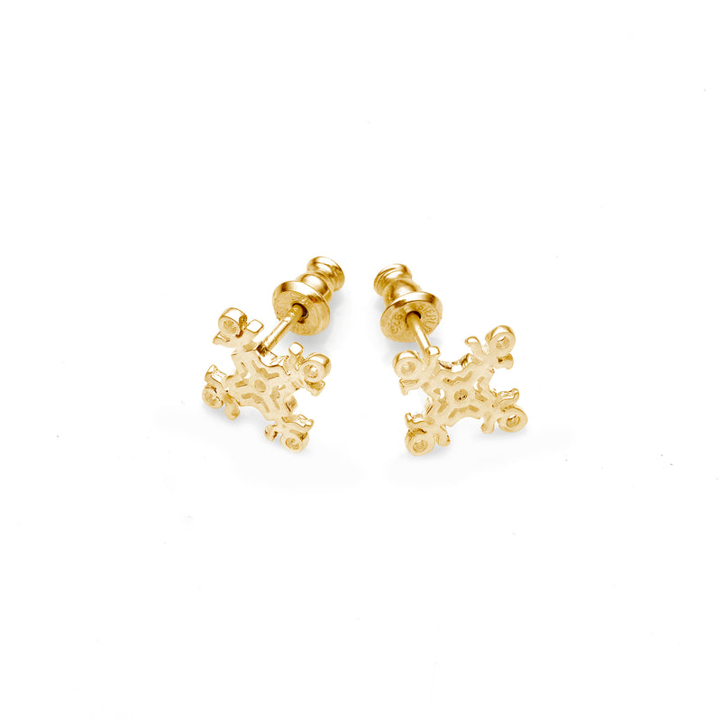 Hangman Square Studs | 925 Sterling Silver with Gold Plate