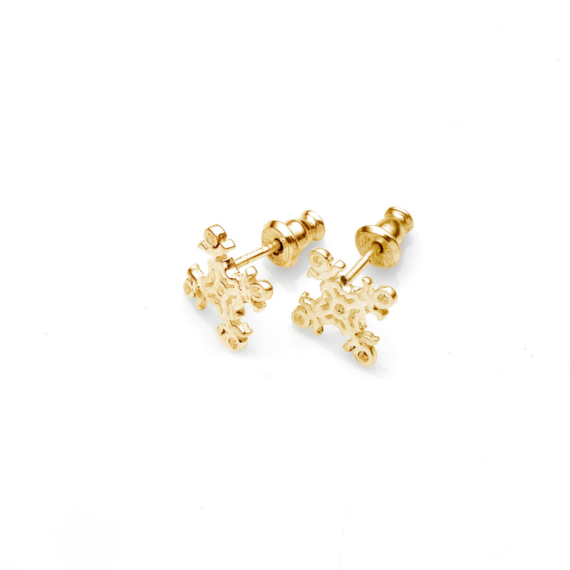 Hangman Square Studs | 925 Sterling Silver with Gold Plate