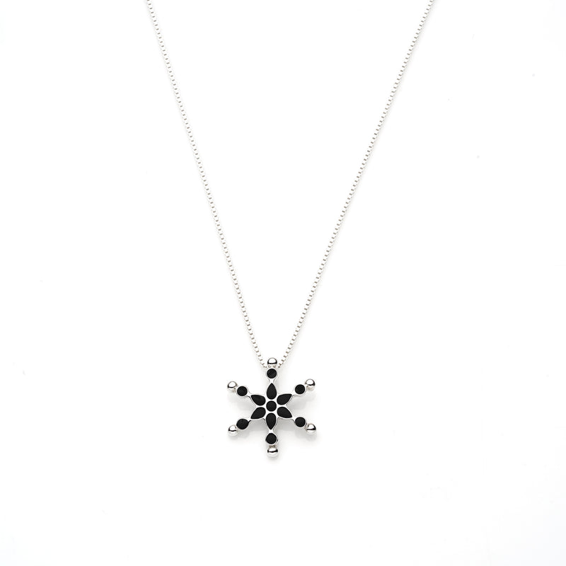 Frost Pendant | Black Enamel with Sterling Silver