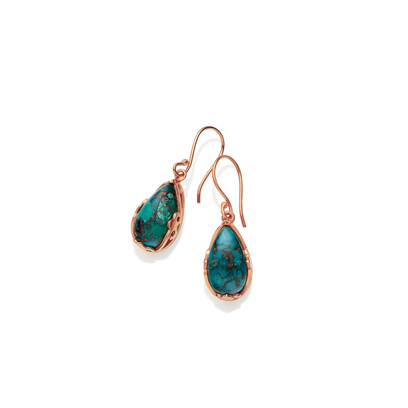 Monarch Earrings | Rose Gold Plated Brass and Chrysocolla