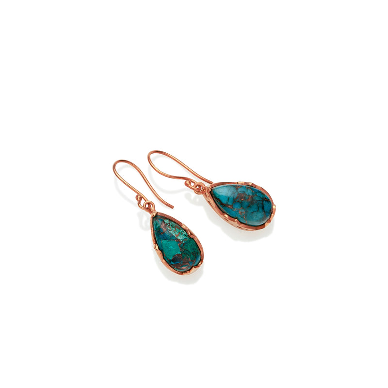 Monarch Earrings | Rose Gold Plated Brass and Chrysocolla