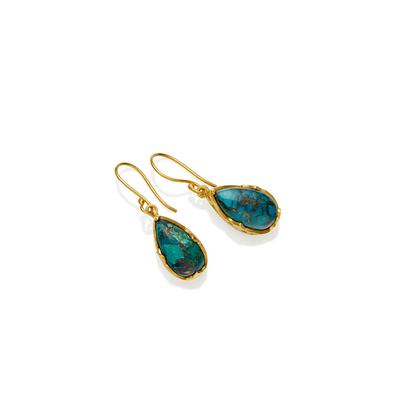 Monarch Earrings | Gold Plated Brass and Chrysocolla