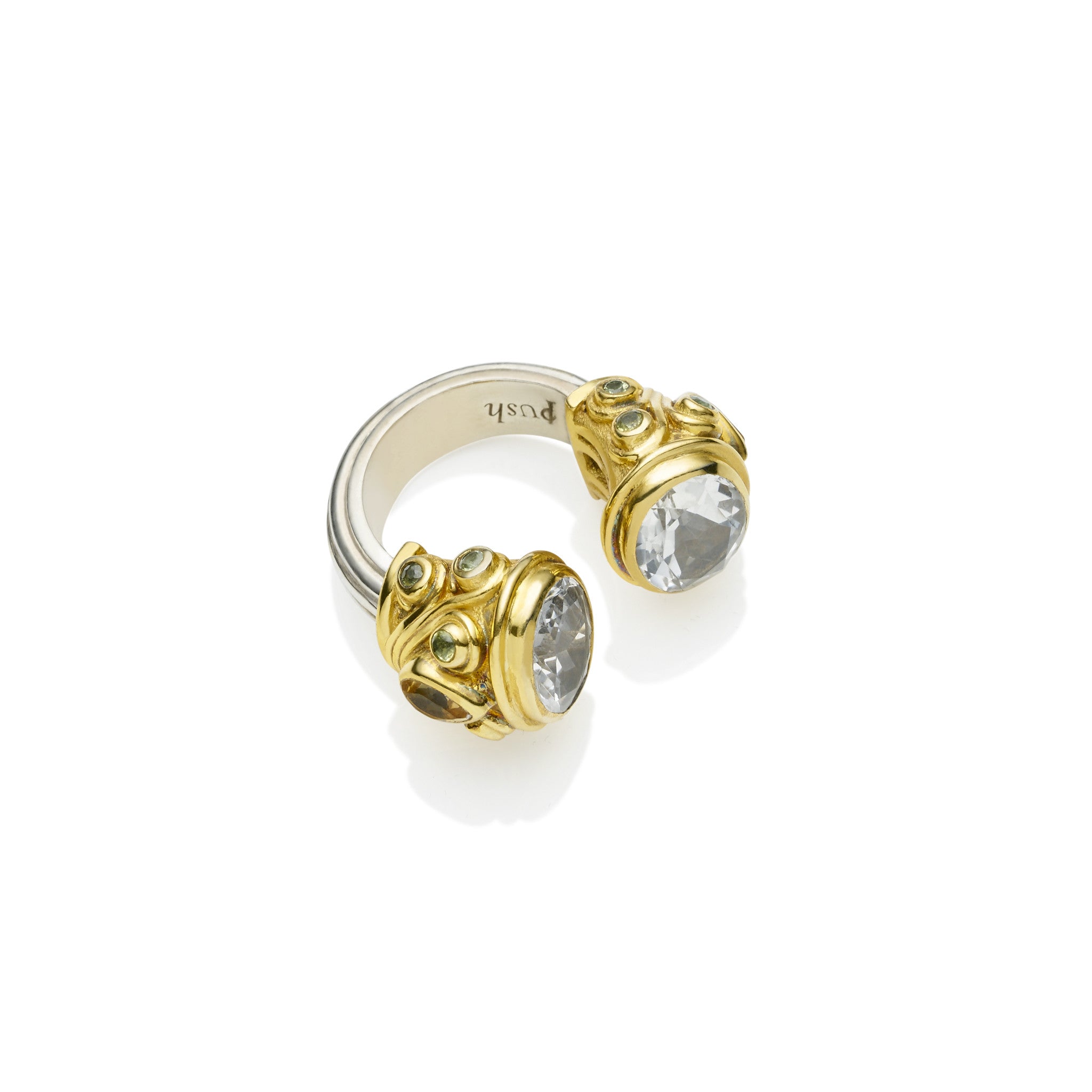 Shahaka Ring | Faceted Crystal and Sterling Silver with Gold Plate