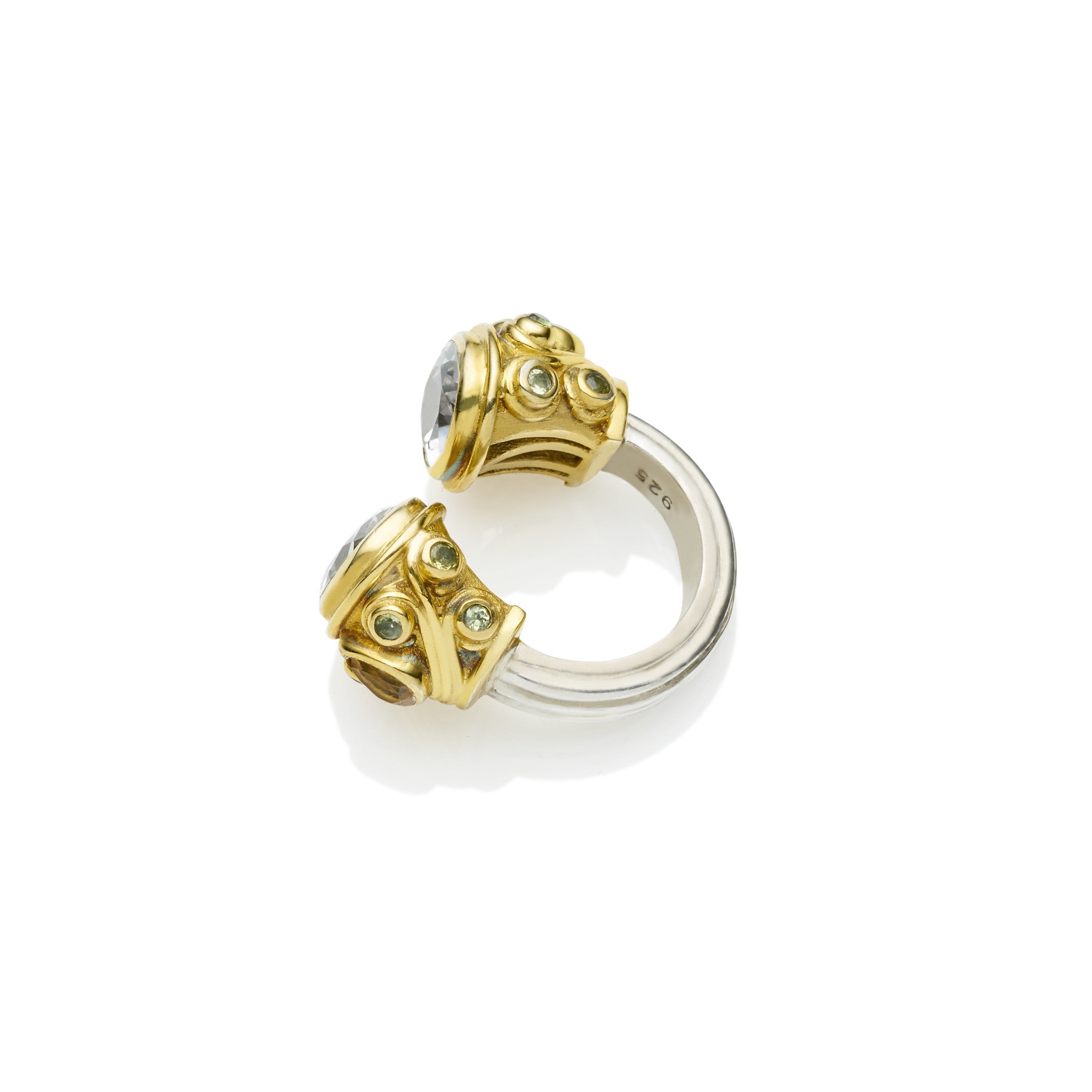 Shahaka Ring | Faceted Crystal and Sterling Silver with Gold Plate