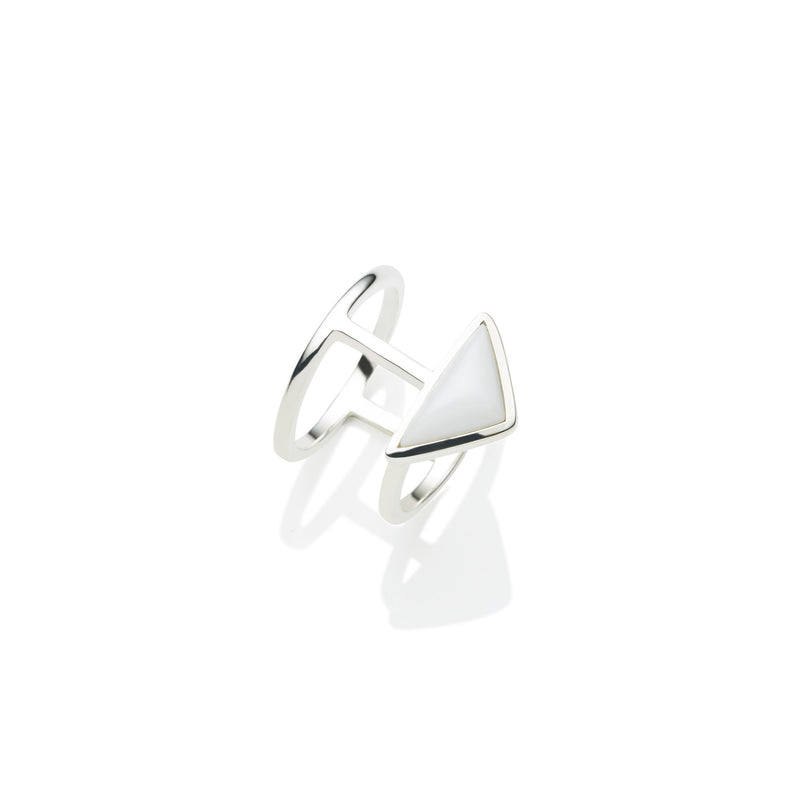 En Tribe Ring | White Agate with Sterling Silver