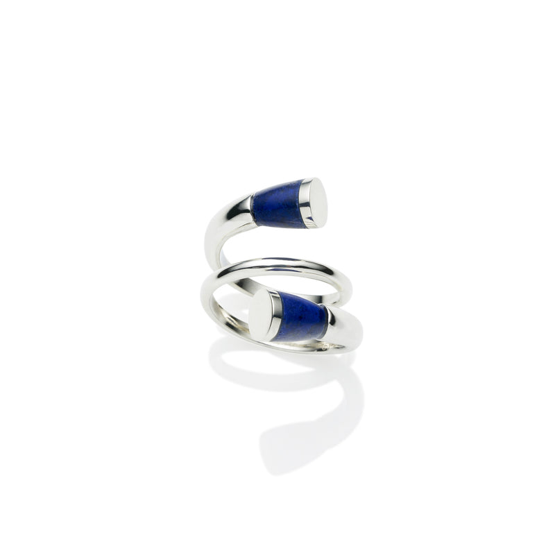 Sterling silver comet ring with Lapis stone, jewellery designer, handmade