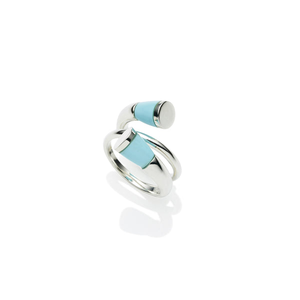 Sterling silver comet ring with turquoise stone, jewellery designer, handmade