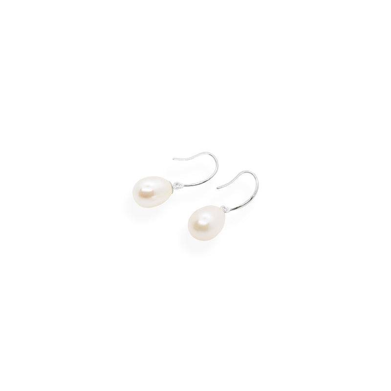 Smooth Earrings | White Pearl and Sterling Silver