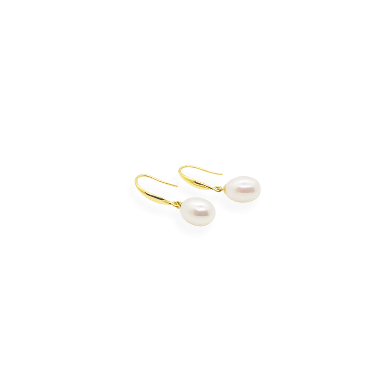 Smooth Earrings | White Pearl, Sterling Silver and Gold Plate