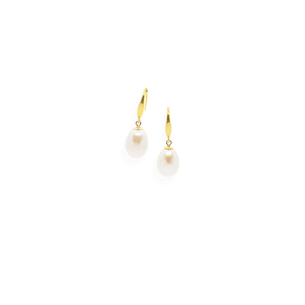 Smooth Earrings | White Pearl, Sterling Silver and Gold Plate