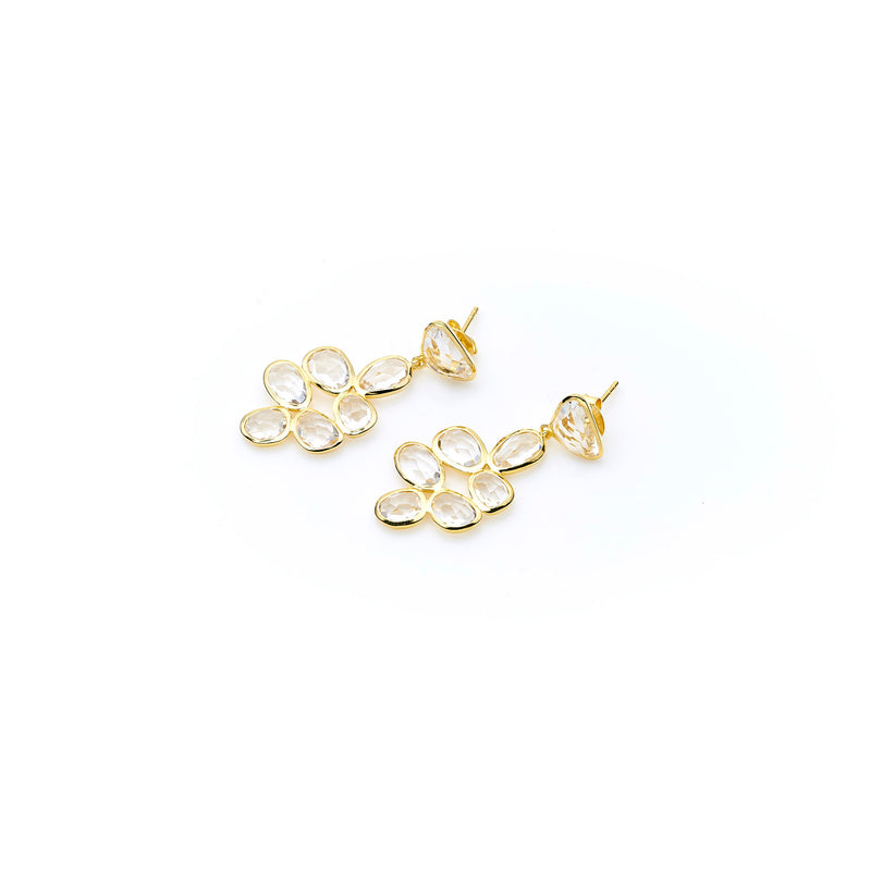 Bek Earring | Crystal with Sterling Silver and Gold Plate