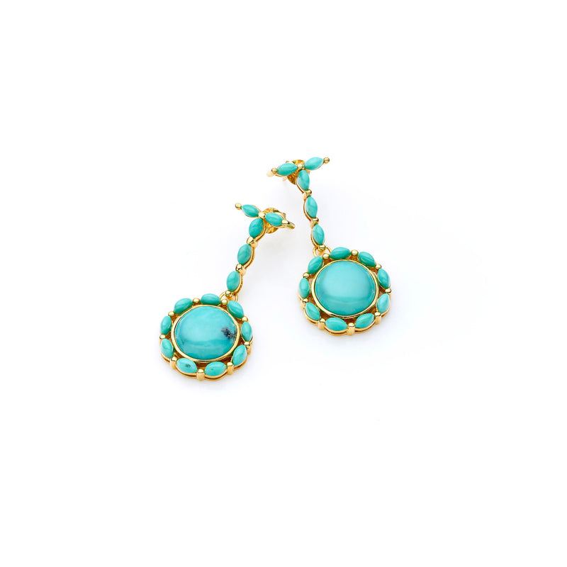 Mahu Drop Earring | Turquoise and 925 Sterling Silver Gold Plate