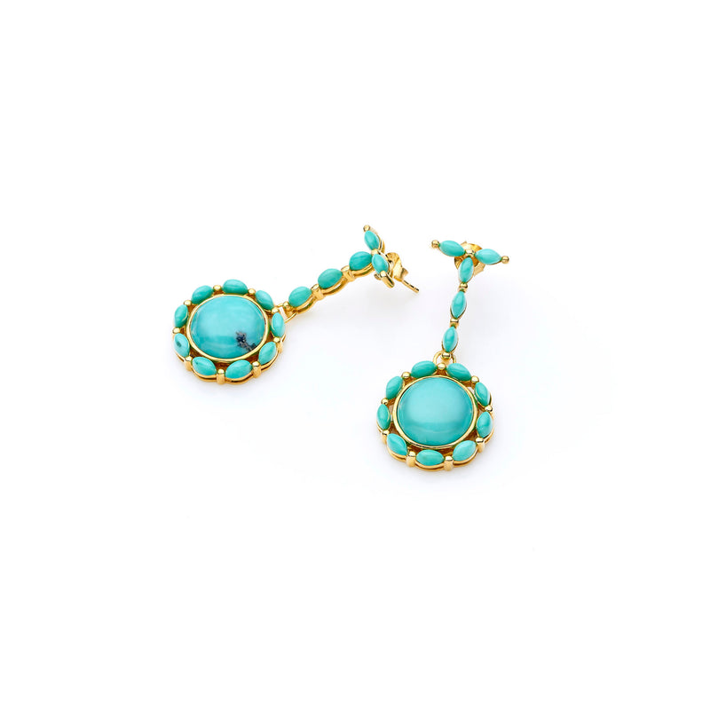 Mahu Drop Earring | Turquoise and 925 Sterling Silver Gold Plate