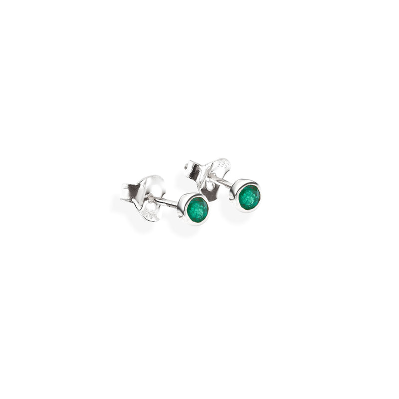 Jupiter's Moon Stud | Emerald and 925 Sterling Sliver